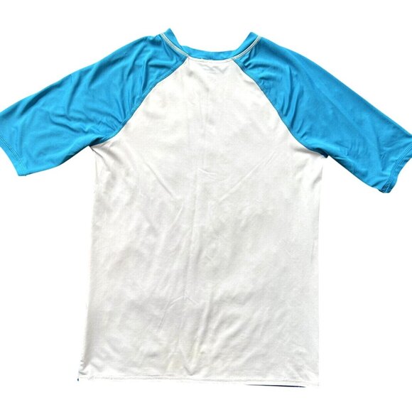 Lands End White Teal SS Rashguard Hammerhead Sharks Ocean Swim Size XL (14/16) - Picture 4 of 6